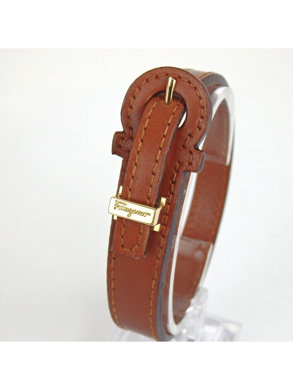 Authentic Salvatore Ferragamo Gancini bracelet leather [Used]